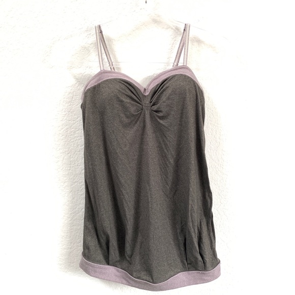 lululemon athletica Tops - Lululemon Pure Focus Tank Top Grey Purple Striped